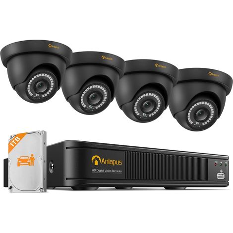 H.265+ 8CH 1080P 1TB DVR Kit Vidéo Surveillance 4pcs Caméra de Sécurité Extérieure IP66, Détection IA de Personne et Véhicule Alerte Instantanée et App Accès à Distance (1/5)