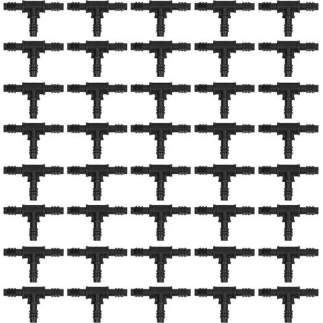 40 pièces raccords d'irrigation goutte à goutte, connecteurs à barbe 8/12mm, té pour tuyau de jardin et pelouse (1/5)