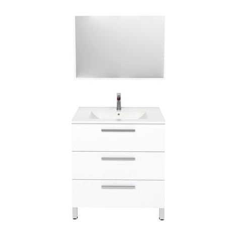 ONDEE ZEN - Meuble de salle de bain à poser PALLAS - 80cm - Blanc - Mélaminé