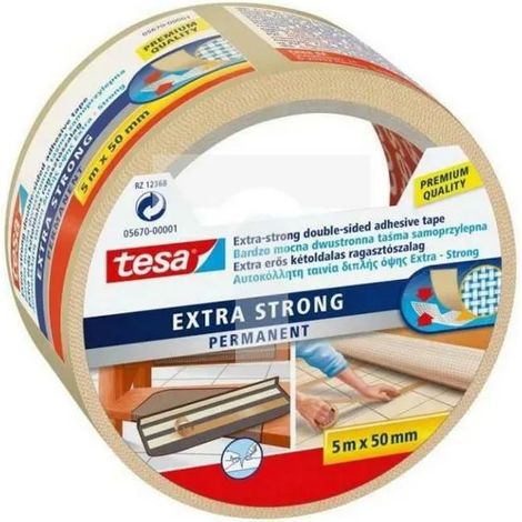Cinta adhesiva extrafuerte para alfombras Tesa de 5 m y 50 mm de grosor. (1/3)