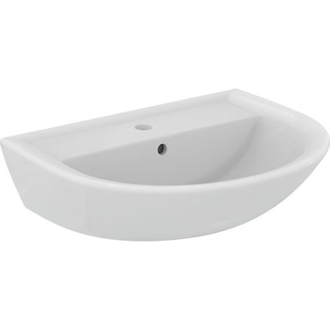 Waschbecken 60x47 cm aus glänzend weißer Keramik - Ideal Standard Eurovit - Mit Halbsockel für Waschtisch
