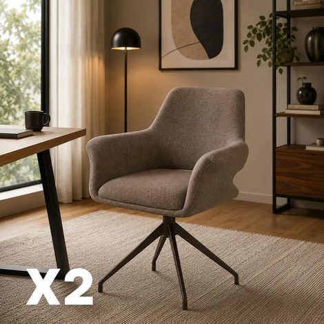 Fauteuil de table pivotant marron pieds bronze (x2) AUREN