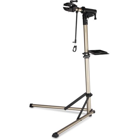Support de réparation de vélo, Pieds d’Atelier, en Aluminium, avec Plateau à Outils magnétique, Réglable, Léger, Portatif, pour Entretien et Réparation Bicyclette Champagne (Champagne) (1/5)