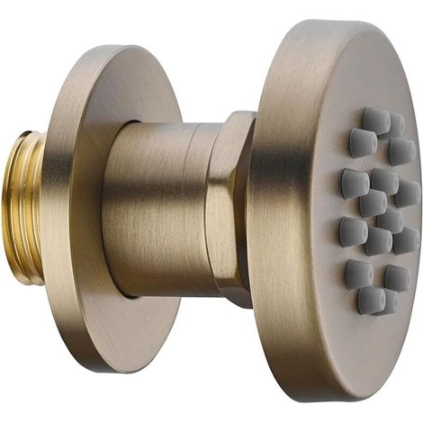 Pommeau de douche 2 pouces, jet latéral de massage rond en laiton, douchette latérale réglable à fixation murale pour douche spa, or brossé, 1 pièce