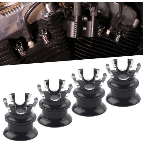 4 pièces Capuchons de Vis de Moteur Style Couronne pour Harley-Davidson XL883, Big Twin 1340 Evo, Twin Cam - Noir et Blanc (1/5)