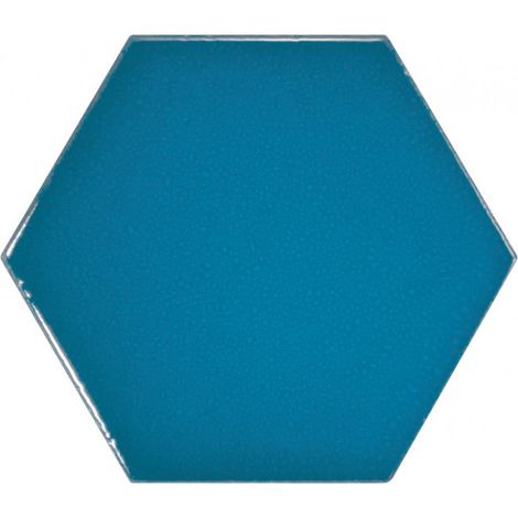 Carrelage mur hexagonal uni bleu 12,4x10,7 cm SCALE HEXAGONE ELECTRIC BLUE (vendu par boite de 0,61m2)