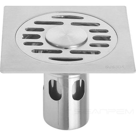 Siphon de sol carré, acier inoxydable 304, couvercle amovible avec grilles, carrelage supplémentaire, clapet anti-retour supplémentaire, siphon de douche 10 x 10 cm (1/5)