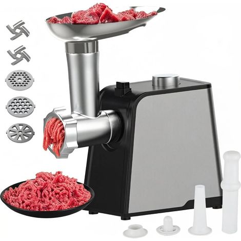 Stainless Steel Electric Meat Grinder, 3 in 1 Multi Meat Grinder with 3 Sanding Plates, 2 Cutting Knives, Meatball Attachments, Sausage Mouthpiece, Perfect for Meatballs, Sausage, Burger (1/5)