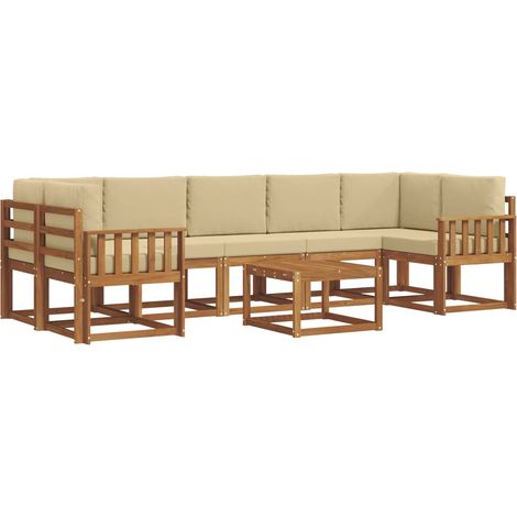 Outdoor Sofa Set with Cushion 8 pcs Natural and Beige vidaXL (1/5)