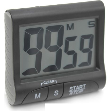 Minuteur Cuisine - Ecran LCD 7,6 cm - Alarme Sonore - Dos Magnetique - Support Repliable - Crochet Pliable - Fonctionne sur Pile AAA - 1 Unite (1/5)