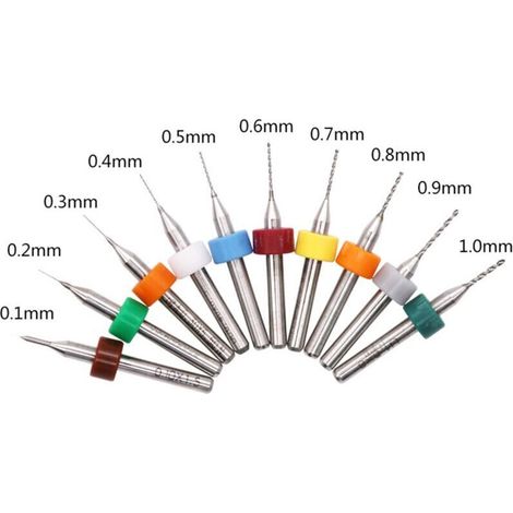 10 brocas mini para PCB de 0,1 a 1,0 mm, brocas micro de carburo con ranura espiral para herramientas rotativas, grabado CNC en joyería, Versalles. (1/5)