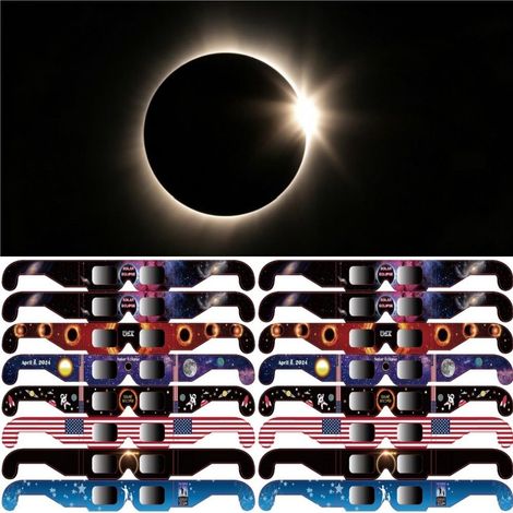 FLAMMKRAFT-Lunettes d'observation d'éclipse, certifiées ISO 12312-2, 8 paires de modèles aléatoires, lunettes d'observation d'éclipse sûres. (1/5)