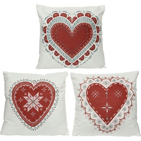 Kaemingk Kissen Polyester Samt weiß rot 40 x 40 cm Kissenbezug