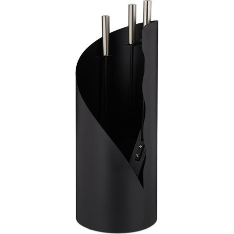 Modernes Kamin-Set, 4-teilig mit Schürhaken, Ascheschaufel, Bürste und Ständer, Schwarz (1/5)