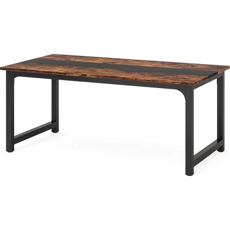 CHICFURN Scrivania multifunzione 160x80x74 cm in legno e metallo nero marrone per ufficio casa (1/5)