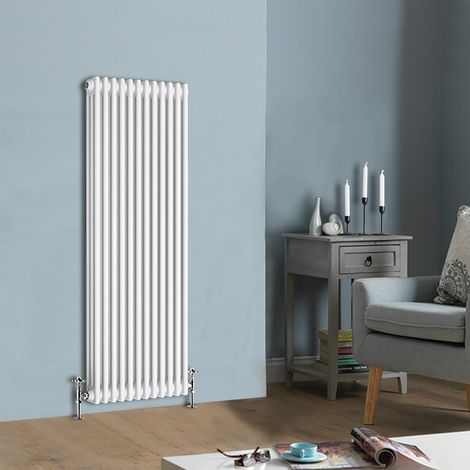 1500 x 560 mm Traditional White Vertical Cast Iron Radiator Triple Column (1/4)