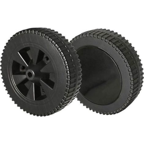 HOXILEELEOLot 2 ruote di scorta 175 mm per il barbecue e il carrello in plastica nera resistente (1/5)