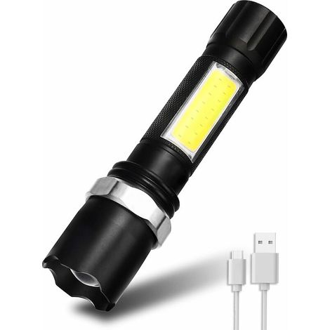MINKUROW Torcia Torcia, Torcia Led Ricaricabile 500 Lm, Led Usb Ricaricabile Ultra Potente, 3 Modalità, (1/5)