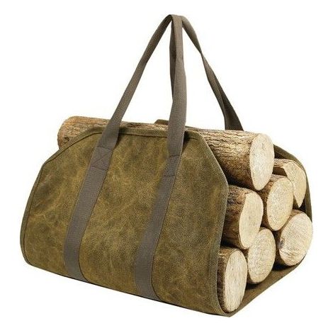 Sac à bûches - Toile résistante aux rayures - Poignées durables - 94x46 cm - Conception ouverte - Pliable (1/5)