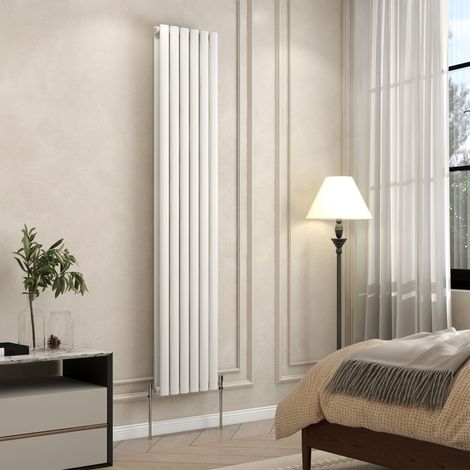 AVER-GROWTH White Radiator Vertical Oval Column Double Panel Rad 1800x354mm
