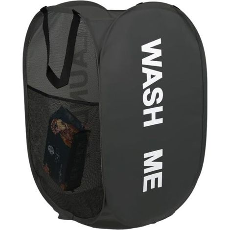 Panier à Linge Pliable, Corbeilles à Linge Pop Up Laundry Baskets Sac à Linge,Paniere a linge sale avec Manipuler pour Salle de bain Chambre à coucher Buanderie Chambre d'enfant Voyage, Noir