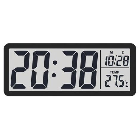 Horloge murale numérique LCD avec date de température silencieuse 12/24 heures ℃/℉ Commutateur de bureau suspendu 2 types de placement, facile à utiliser pour chambre à coucher, décoration (1/5)