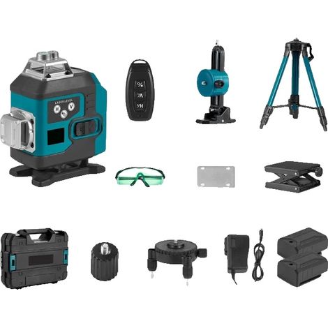 Niveau Laser, 16 Lignes, Rotation à 360°, 2 Batterie (1/2)