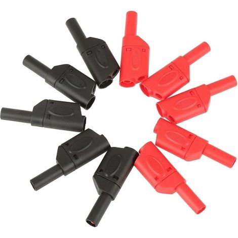 Fiche banane 4mm en cuivre pur fiche lanterne 5pcs rouge + 5pcs noir (1/5)