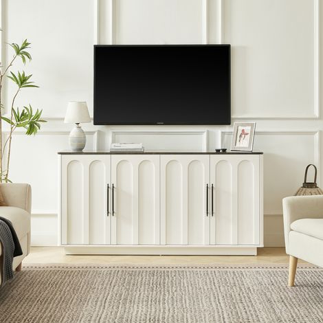 Aparador mueble TV 160 cm MDF blanco y negro OKMYHOME (1/5)
