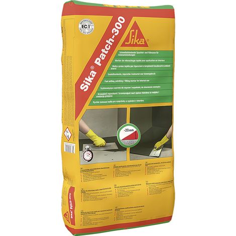 Sika Patch-300 Spachtelmasse, Ausgleichsmörtel, Reparaturmörtel, polymermodifizierter Spezialzement, innen, 20 kg, grau (1/3)