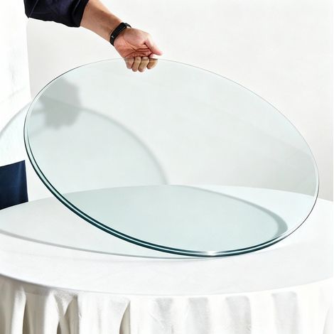 Piano tavolo rotondo in vetro temperato trasparente Ø 61 cm, sp. 0,6 cm, senza montaggio, REDOM (1/5)