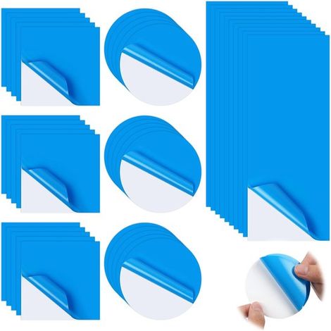 40 patchs de réparation en vinyle, patchs de réparation auto-adhésifs en PVC pour piscines, kit de réparation pour piscines gonflables, spas et jacuzzis (15 carrés + 15 ronds + 10 (1/5)