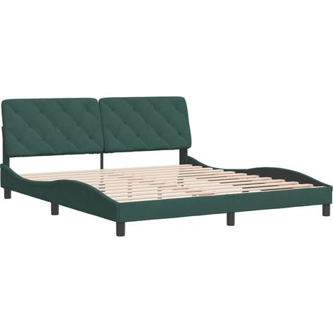 Estructura cama sin colchón terciopelo verde oscuro 180x200 cm vidaXL (1/5)