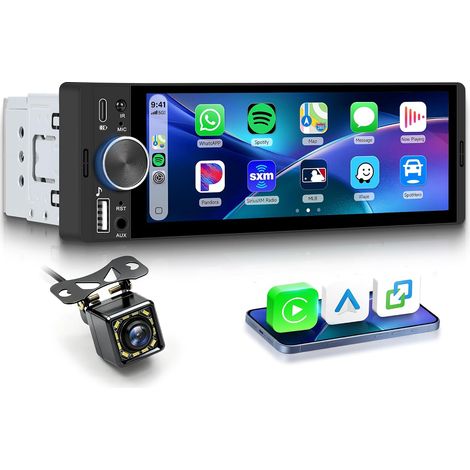 Autoradio 1 Din 6,28 Pouces avec Carplay sans Fil - Android Auto, Bluetooth 5.2, Écran Tactile in-Cell, Contrôle au Volant, Caméra Recul Microphone pour Voiture (1/5)