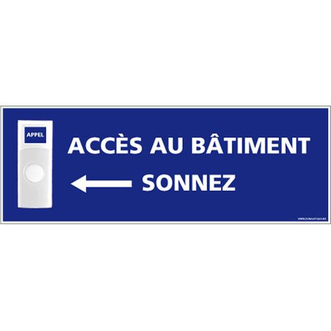 Panneau de signalisation APPEL RAMPE D'ACCES + Sonnette intégrée (G1107) - Plastique PVC 1,5 mm - 350 x 125 mm