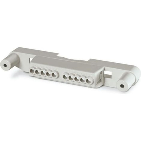 Barrette de bornes isolée gris largeur 8 modules bloc de jonction domino laiton 10 fils (5x6² + 5x10²) IP20 (1/3)