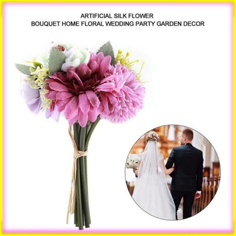 keenso Fleur de soie artificielle Bouquet de Fleurs Artificielles en Soie, Arrangement Floral en Soie, Décor Réaliste linge plante (1/5)