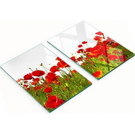 Tablas de vidrio decorativas multifuncionales para cocina con diseño de amapolas silvestres, 2x40x52 cm. (1/5)