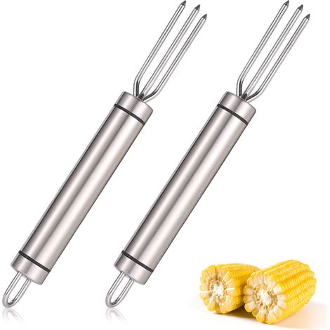 tenedores para patatas, acero inoxidable 430, 3 puntas afiladas, soporte para mazorcas de maíz, para cocinar en casa y acampar. (1/5)