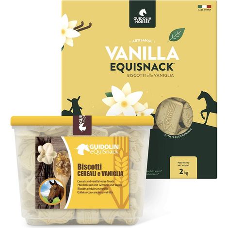 Equi Snack vaniglia 2kg: Equi Snack biscotti per cavalli alla vaniglia e cereali  con  confezione richiudibile