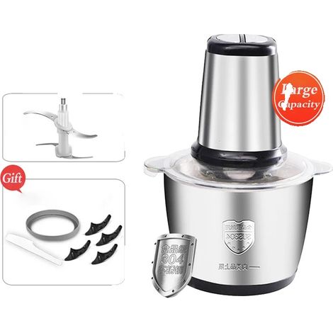 Hachoir à viande électrique, en acier inoxydable, utilisation multifonctionnelle en cuisine, Noir, UE-a (1/2)