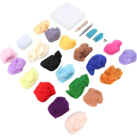 Needle Wool Felt Kit 20 Colors 5g Felting Supplies Tools for DIY HandMade Toys Craft (1/5)
