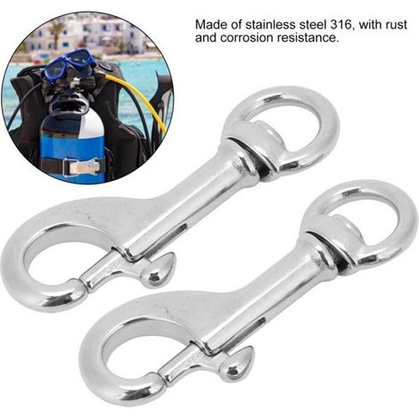 Mousqueton - Acier Inoxydable 316 - 68 Mm - Pour Laisses Et Equipement Marin - 2 Unites (1/4)
