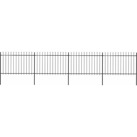 vidaXL Recinzione da Giardino con Punta a Lancia in Acciaio 714,5x120 cm Nero