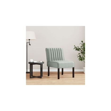Fauteuil sans accoudoirs gris clair velours (1/5)