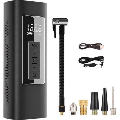 Compresor de aire portátil, bomba de aire portátil para automóvil de 150 PSI, inflador de neumáticos de mano con luz de emergencia para neumáticos de automóvil, motocicleta, bicicleta, pelota, cojín d (1/5)