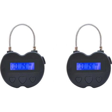 Cadenas électronique avec minuterie, écran LCD, lot de 2 unités, chargement USB, rechargeable.-AquaForge (1/5)