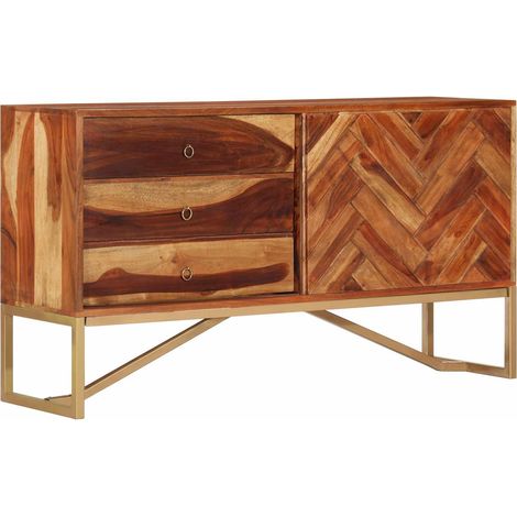 Buffet en Bois d'Acacia Massif et Fer Meuble de Rangement Rectangulaire pour Salon Salle à Manger (1/5)