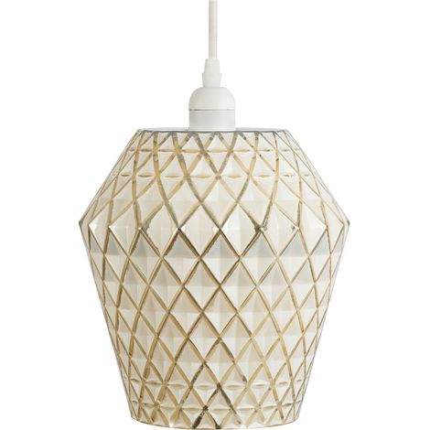 Lampada a sospensione Lumi in vetro bianco e oro (1/4)