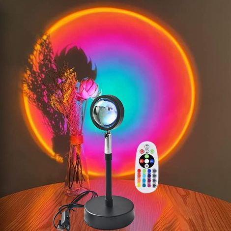 Projecteur de coucher de soleil,APPLICATIONtélécommande,16Lumières du coucher de soleil en couleurRVBfonction de changement (1/5)